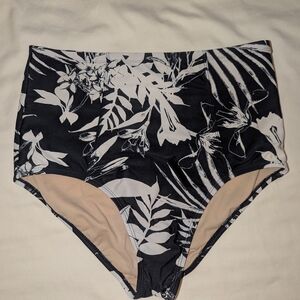 Old Navy Black and White Floral Swim Bottom